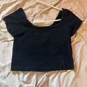 Victoria's Secret Black Ribbed Scoop Crop Top